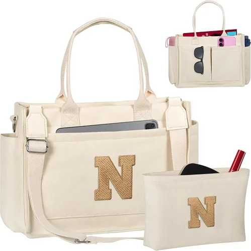Miniatura 97 de Easter Basket Stuffers, Initial Tote Bag with Makeup Bag, Birthday Gifts for Women, Teen Girl Gifts Trendy Stuff
