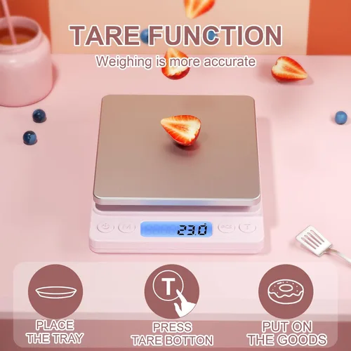 Miniatura 3 de Báscula digital de alimentos para gramos y onzas, YONCON 3000g/0.1gramo de precisión báscula de cocina multifuncional para cocinar, hornear