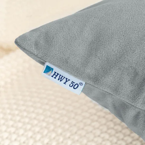 Miniatura 3 de HWY 50 fundas de almohada decorativas de terciopelo sólido para sofá, sala de estar., Terciopelo, gris, 20x20 pulgadas