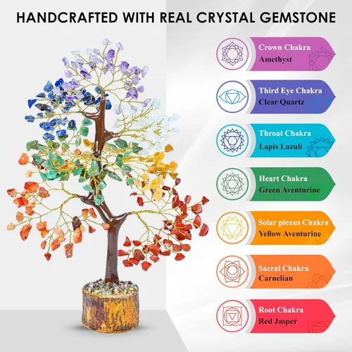 Miniatura 5 de Árbol de la vida de 7 chakras - Árbol de cristal para energía positiva - Árbol de piedras preciosas - Árbol de siete chakras Sabiduría espiritual