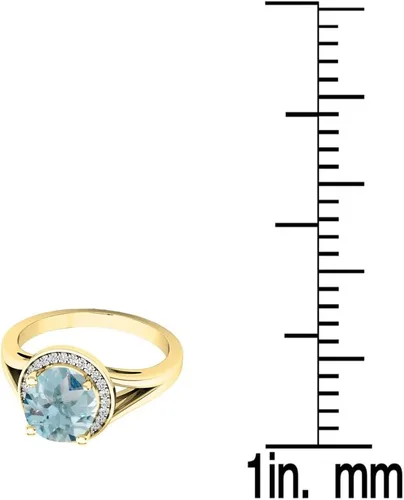 Miniatura 3 de Dazzlingrock Collection Anillo de compromiso redondo de 0.276 in con halo de diamante blanco y vástago dividido para ella en oro macizo de 14