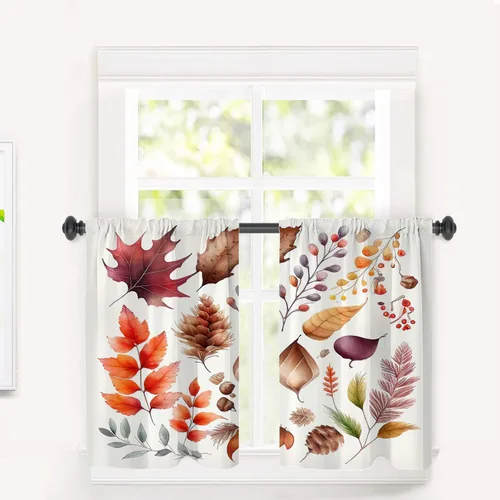 Miniatura 77 de Cortinas opacas de poliéster multicapa para cafetería, con diseño de diamantes, 2 unidades, 26 x 24 pulgadas