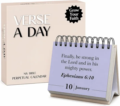 Calendario perpetuo Verse A Day | Disfrútalo año tras año, 365 versículos cristianos de la Biblia de la NVI para inspirar tu devocional diario,