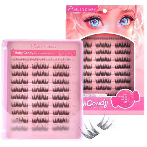 Miniatura 25 de MLEN DIARY Lash Clusters Kit 80PCS Natural Eyelash Clusters C Curl Wispy DIY Eyelash Extensions Kit with Lash Bond and Remover Tweezers 8.5-12.5mm