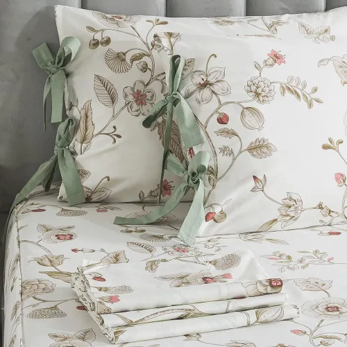 Miniatura 53 de FADFAY Juego de sábanas de cama con estampado floral amarillo, de algodón, tamaño King, suaves, transpirables, estilo Shabby Coquette, con bolsillo