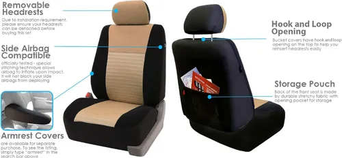 Miniatura 4 de FH Group Juego combinado: Trendy Elegance 3D Air Mesh Juego completo de fundas de asiento de coche, bolsa de aire y listo para dividir