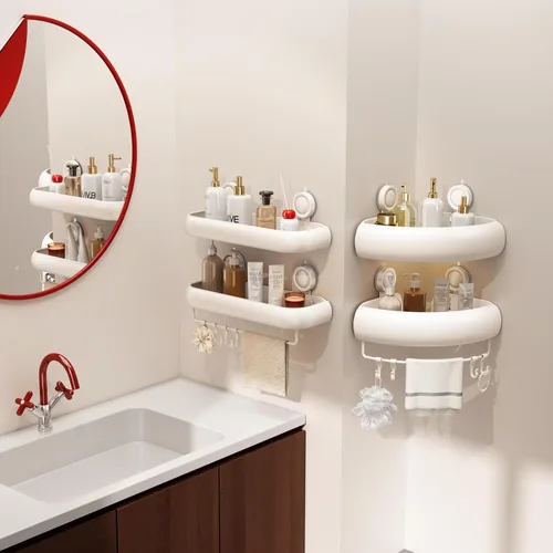 Miniatura 3 de CICUFY Organizador de ducha con ventosa, 1 paquete de estantes de ducha esquineros sin perforación, organizador de almacenamiento de baño a prueba