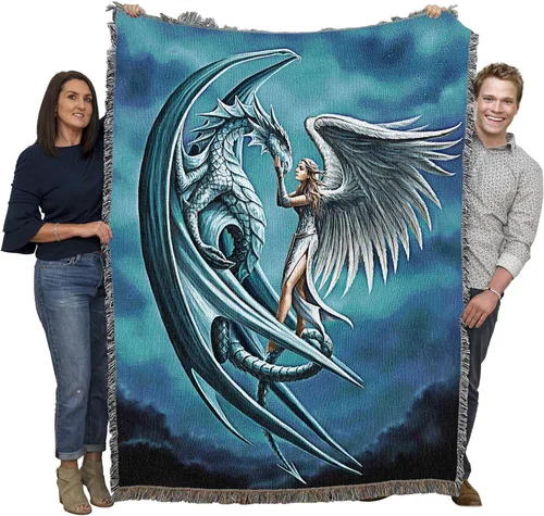 Miniatura 20 de Pure Country Weavers Anne Stokes - Manta de belleza de dragón de la colección Age of Dragons – Manta de fantasía para regalo tejida de algodón