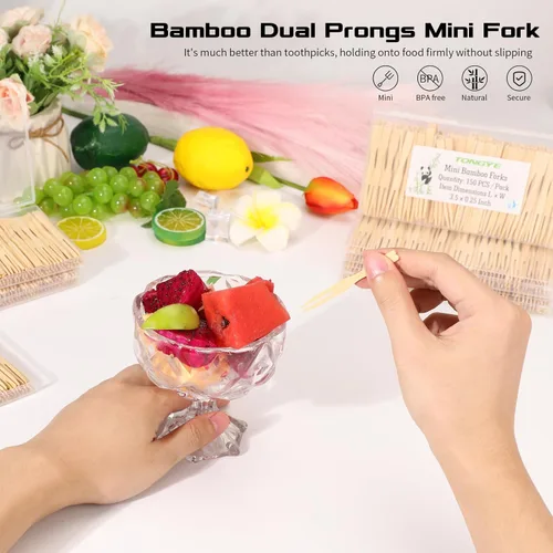 Miniatura 3 de Tenedores Mini para Aperitivos, Tenedor Mini Desechable para Aperitivos, Palillos Elegantes de Dos Puntas para Aperitivos y Frutas, Tenedores