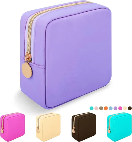 Miniatura 46 de Iqimott Bolsa Grande de Maquillaje de Nylon para Viaje, Bolsa de Cosméticos Preppy Grande Organizadora de Maquillaje de Nylon Bolsa de Artículos