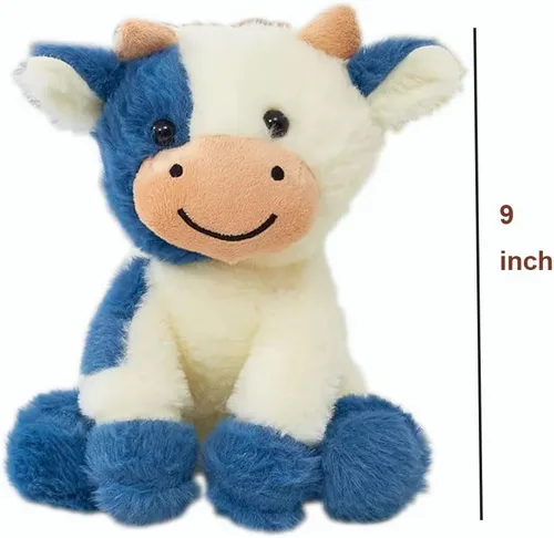 Miniatura 5 de Muñeca de vaca de peluche suave y linda de 8 pulgadas, muñeca de vaca de felpa para niñas y niños (zuo NIU Shen lanse)