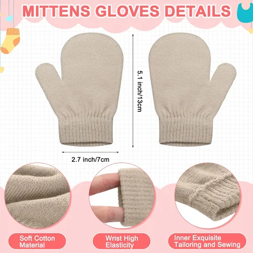 Miniatura 3 de SATINIOR 3 Set Toddler Hat Glove Set, Kids Winter Hats Warm Knitted Beanie Mittens Gloves with Bow for Baby Girls Boys 0-6Y