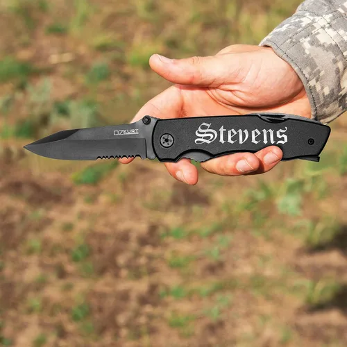 Miniatura 5 de Cuchillo multiherramienta personalizado con nombre grabado en 20 fuentes, cuchillo de alicates multiherramienta 9 en 1 con alicates, juego