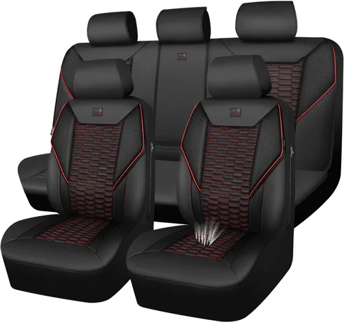 Miniatura 24 de CAR PASS Juego completo de fundas para asientos de automóvil de espuma 3D y cuero PU, lujosas fundas para asientos de cuero sintético transpirables
