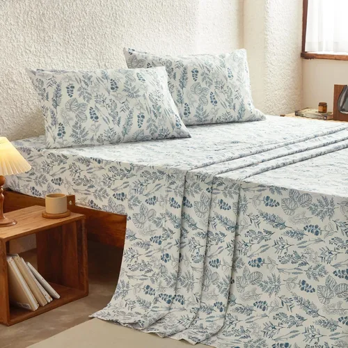 Miniatura 4 de Wake In Cloud - Juego de sábanas botánicas, juego de sábanas de 4 piezas, diseño floral de hojas chic vintage impreso en estilo coquette, bolsillo