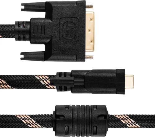 Miniatura 4 de Cable DVI de doble enlace de 3.3 ft, nailon trenzado DVI-D 24+1 de doble enlace macho a macho, cable de video digital chapado en oro con soporte