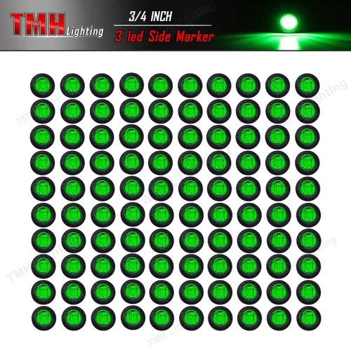 Miniatura 2 de TMH 100 luces indicadoras laterales redondas de 3/4 pulgadas, 3 luces LED de 12 V CC (verde (100 unidades)