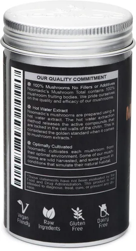 Miniatura 3 de Noomadic Total de hongos, 60 cápsulas, 500 mg, 30% beta-glucanos, complejo adaptogénico de hongos de melena de león, cola de pavo, chaga, reishi