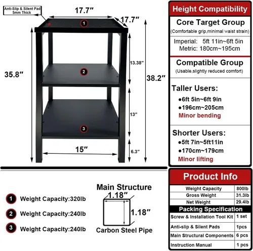 Miniatura 6 de Soporte para mancuernas y pesas rusas, ajustable y resistente para uso comercial, soporte de pesas rusas, estante de almacenamiento de pesas rusas