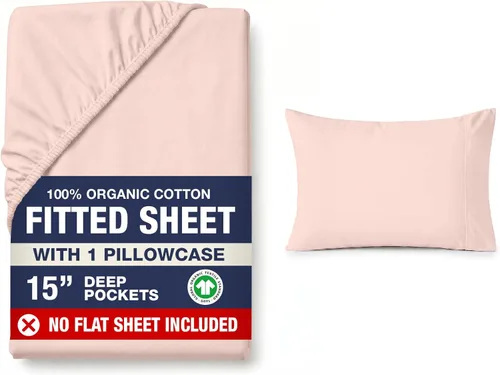 Miniatura 22 de LANE LINEN Sábanas ajustadas tamaño king, 100% algodón orgánico, juego de 3 piezas (1 sábana ajustada, 2 fundas de almohada), tejido percal, ultra