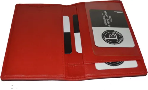 Miniatura 3 de Leatherboss - Funda de piel auténtica para chequera, Rojo -, Cartera de viaje
