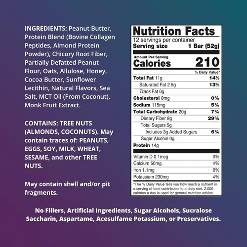 Miniatura 2 de Fuel 4 Ever Barras de proteína de colágeno, 0.45 onzas de proteína, sin gluten, sin lácteos, sin stevia o ingredientes artificiales añadidos