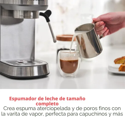 Miniatura 8 de Frigidaire Cafetera de Espresso a Vapor, Máquina de Café con Espumador de Leche y Calentador de Tazas, Presión de 20 Bares, Tanque de Agua Extraíble