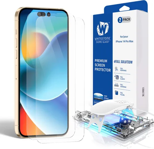 Miniatura 7 de DOME GLASS Whitestone [cobertura completa perfecta] Protector de pantalla de vidrio templado para iPhone 14 Plus con lámpara UV [2 unidades]
