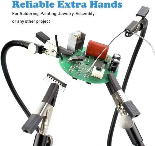 Miniatura 2 de Toolour Manos Magnéticas de Ayuda para Soldadura de Tercera Mano, 4 Brazos de Metal con Ajuste de Pinza, Abrazaderas de Soldadura Flexibles