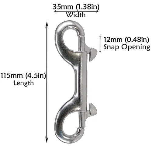 Miniatura 4 de Yeebline Gancho a presión de doble extremo, paquete de 2 broches de gatillo de doble extremo de acero inoxidable 316 de 4.5 pulgadas, de grado