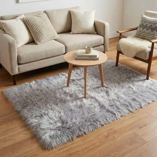 Miniatura 38 de Super Area Rugs - Alfombra de piel de oveja suave y esponjosa Gris oscuro