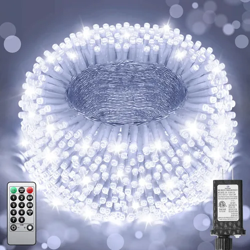 Miniatura 14 de 380 luces LED de Navidad de 125 pies, guirnalda de luces para exteriores, impermeables, temporizador y memoria, 8 modos regulables, para árbol