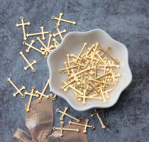 Miniatura 5 de Ruwado 50 dijes de cruz para fabricación de joyas, aleación de metal de 0.81 x 0.55 pulgadas, colgantes de cuentas pequeñas de Cristo Jesús