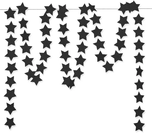 Guirnalda colgante de estrella negra con purpurina, pancarta de papel brillante para decoración de pared del hogar, fiesta temática de Halloween,