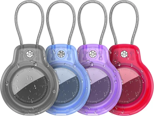 Miniatura 21 de SPGUARD Funda para AirTag con llavero, paquete de 4 unidades para Apple Air Tag con bloqueo de cable de alambre, llavero, accesorios
