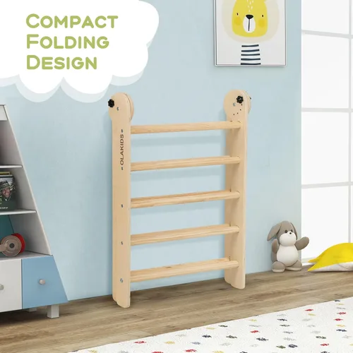 Miniatura 6 de Olakids Pikler - Juego de triángulos 8 en 1, juguetes de escalada para niños pequeños, patio de recreo de madera plegable Montessori Jungle Gym