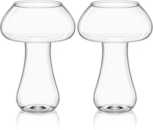 Miniatura 8 de Cunhill 2 vasos de vidrio ondulado de 10 onzas acanaladas de burbujas, cristalería creativa para cóctel, Martini, taza de bebida transparente