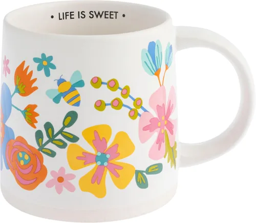 Miniatura 13 de Karma, Taza Shelly de 14 onzas, bonita taza de café y té, tazas de café de cerámica para mujeres y hombres, elige alegría