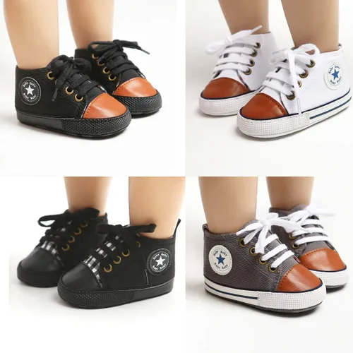 Miniatura 2 de KIDSUN - Zapatos deportivos unisex de caña alta para bebés mezclilla de lona suela antideslizante suaves para los primeros pasos