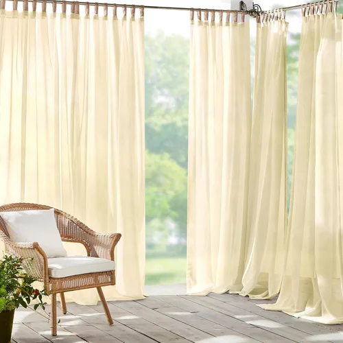 Miniatura 11 de Elrene Home Fashions Darien - Panel de cortina transparente para interiores y exteriores, resistente a la intemperie, con lengüetas, para porche