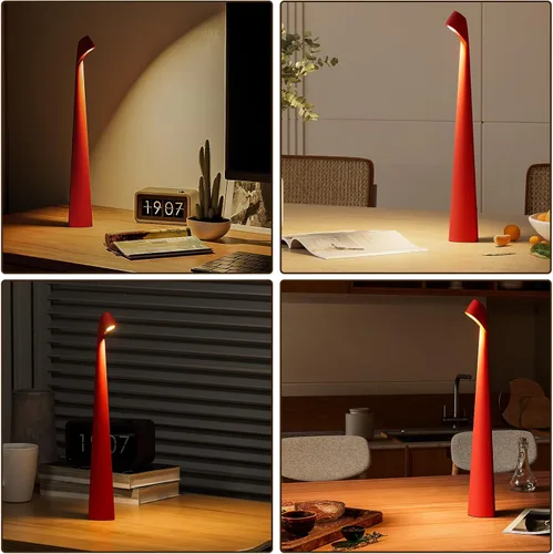 Miniatura 3 de HAPYGI Lámpara de escritorio LED portátil inalámbrica, lámpara de mesa inalámbrica recargable, brillo de 3 niveles, lámpara de mesa para patio, luz