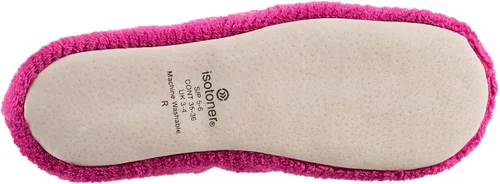 Miniatura 3 de Isotoner - Pantuflas de microfibra con patrón de chevrón para mujer con suela de ante y absorción de humedad para mayor comodidad