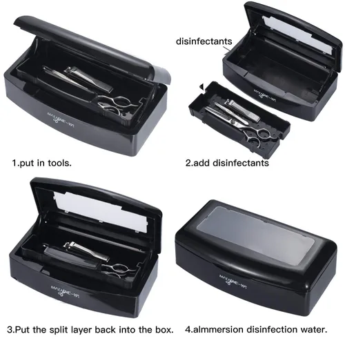 Miniatura 6 de Machine-Ya Bandeja de esterilización de plástico, caja de esterilización, bandeja esterilizadora de herramientas de arte de uñas, bandeja Negro