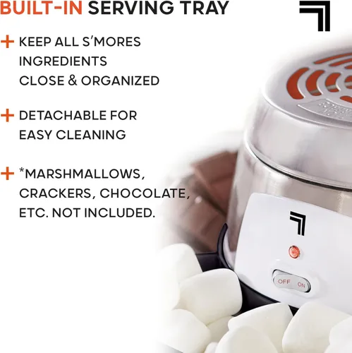 Miniatura 4 de Sharper Image Máquina eléctrica S'mores – 6 palitos para asar malvaviscos y bandeja para servir Kit de Smores de interior Actividad de fiesta