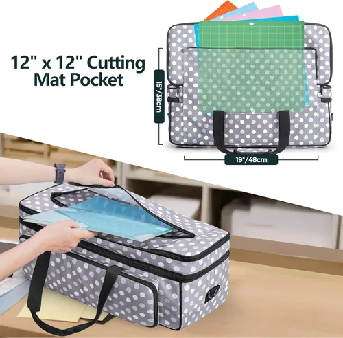 Miniatura 3 de LUXJA Estuche de transporte de doble capa con bolsillo para alfombrilla de corte para Cricut Maker 4, Maker 3, Explore 4, Explore 3, Explore Air 2