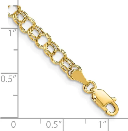 Miniatura 3 de 14k Yellow Gold Hollow Double Link Charm Bracelet For Women