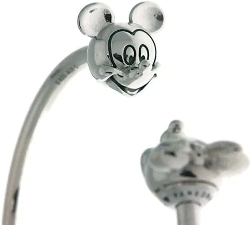 Miniatura 4 de PANDORA Disney open bangle in sterling silver with silicone stoppers and Mickey & Minnie interchangeable end