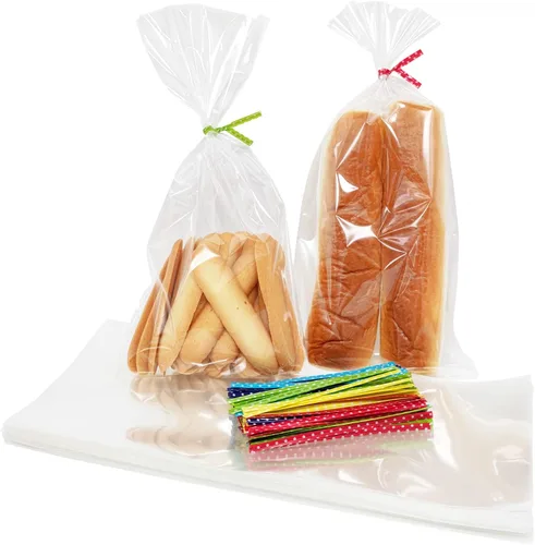 Miniatura 11 de Newkita Bolsas transparentes para golosinas de celofán de 8 x 10 pulgadas con lazos giratorios de 4 pulgadas, paquete de 100