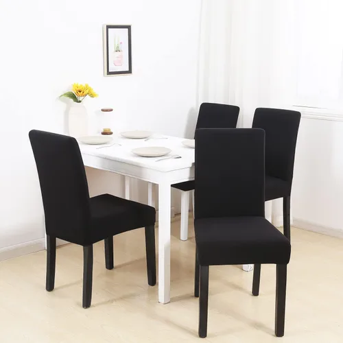 Miniatura 2 de Fundas Elásticas para Sillas Juego de 4 Fundas Negras Extensibles para Sillas de Comedor Lavables Extraíbles para Cocina, Hotel, Restaurante