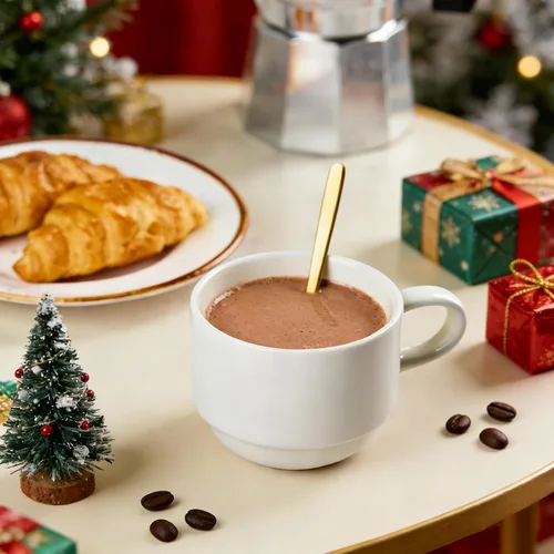 Miniatura 4 de YHOSSEUN Juego de 4 tazas de café de porcelana, apilables con soporte de metal y cucharas, tazas de café espresso de 11 onzas para americano, Blanco